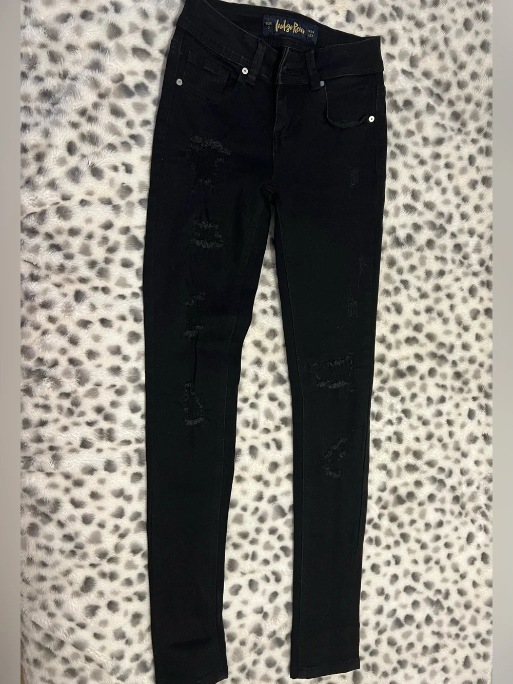 Indigo Rein Black Skinny Jeans with Faux Distress